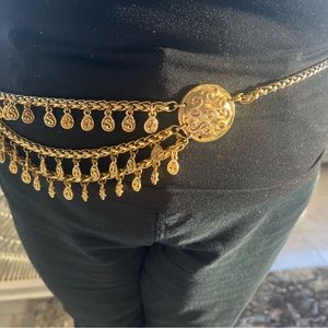Gold medallion chain belt